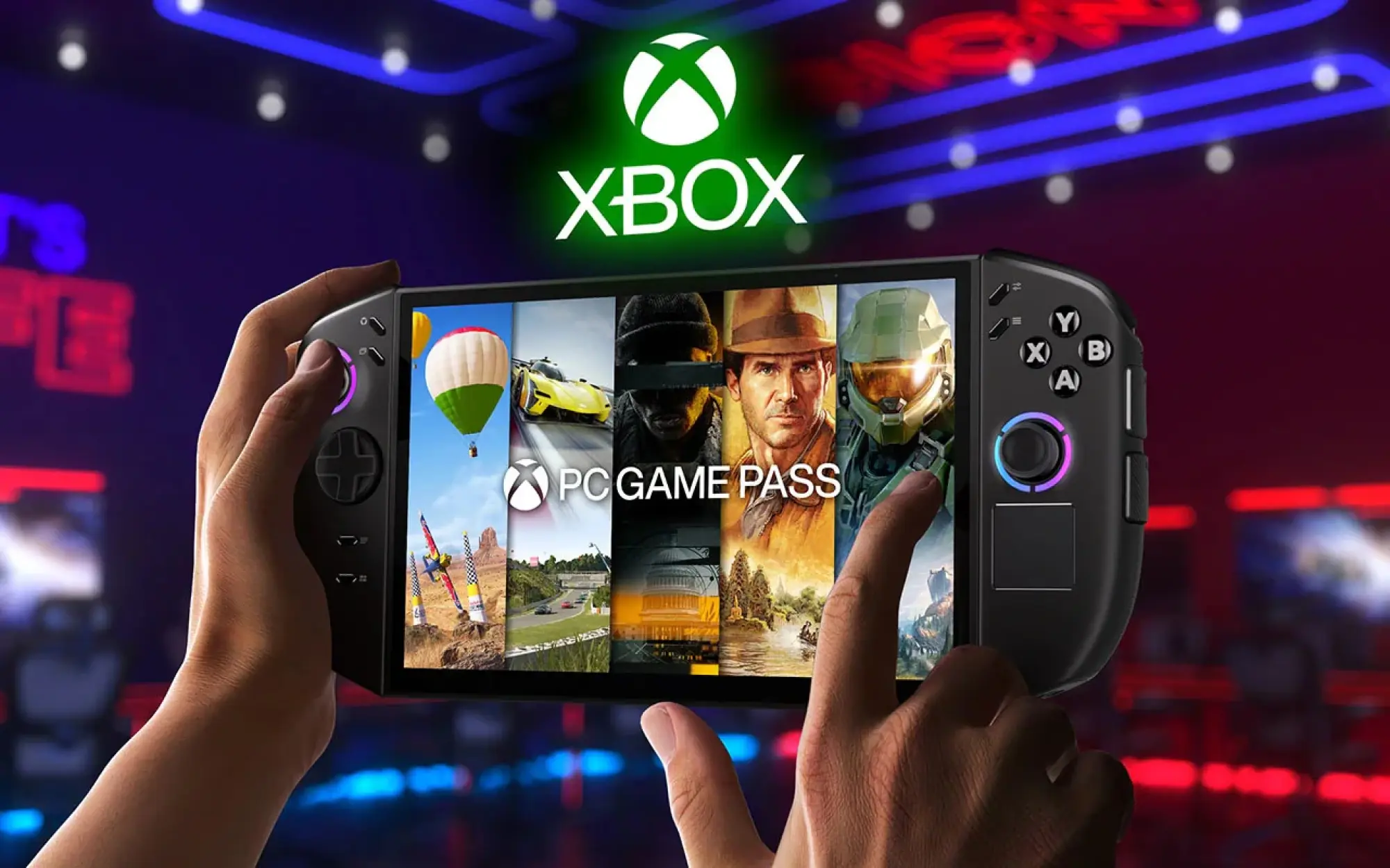 Close-up dari Xbox Game Pass di Lenovo Legion Go 2 Handheld