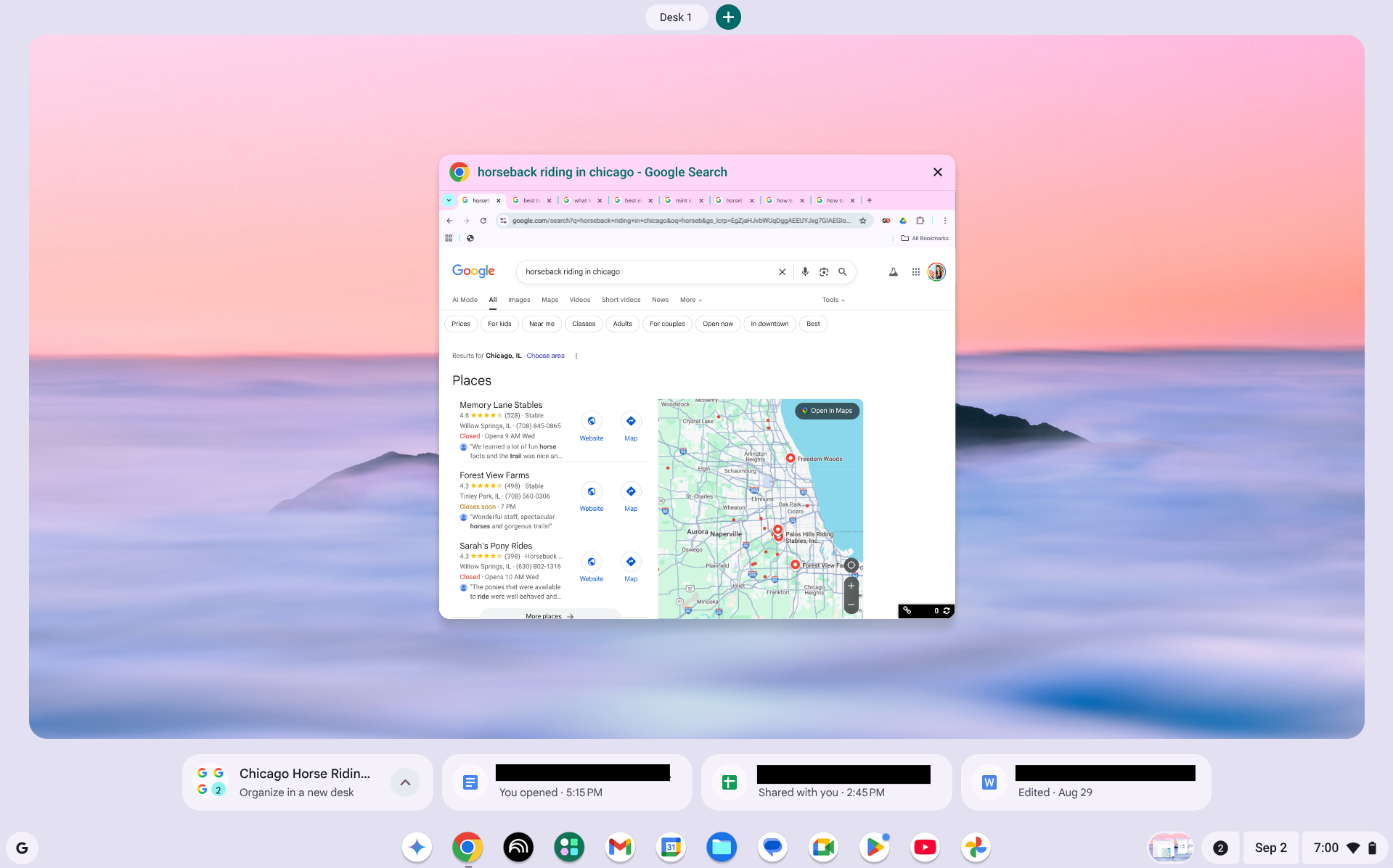 tangkapan layar desktop Chromebook