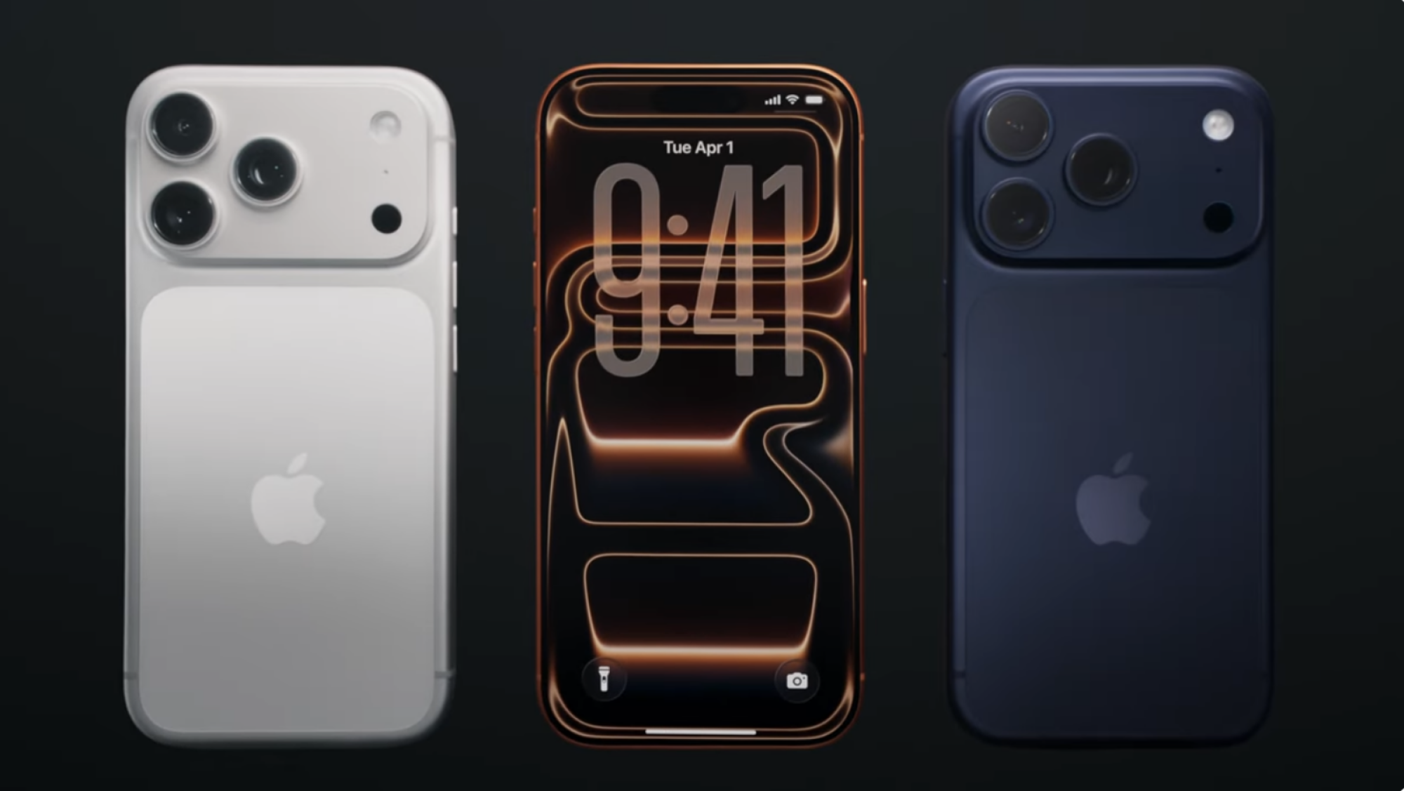 iPhone 17 Pro baru dalam oranye, perak, dan biru