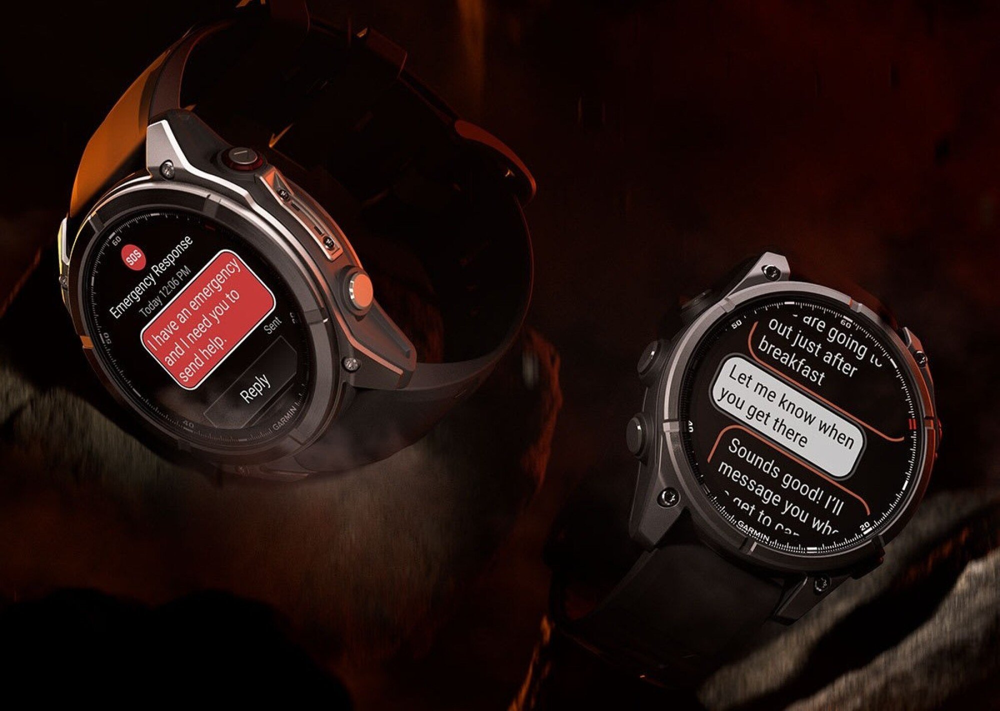 Garmin Fenix ​​8 Pro menampilkan pesan teks termasuk balasan SOS